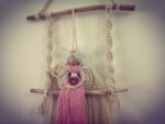 Handmade Macrame Angel on Wooden Round Swing