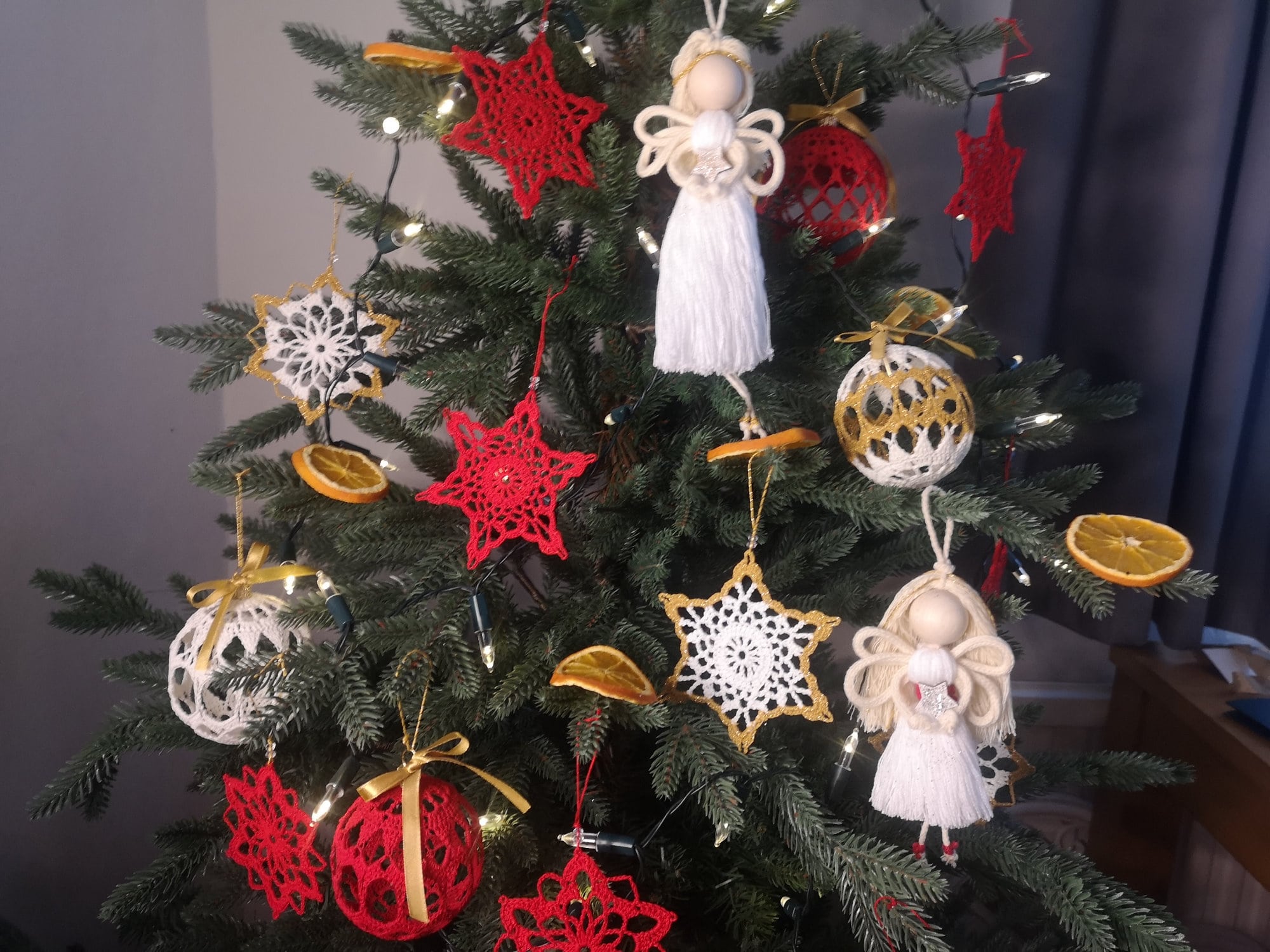 Handmade crochet Christmas tree Decorations hanging ornaments 1 set of 10 Angel 