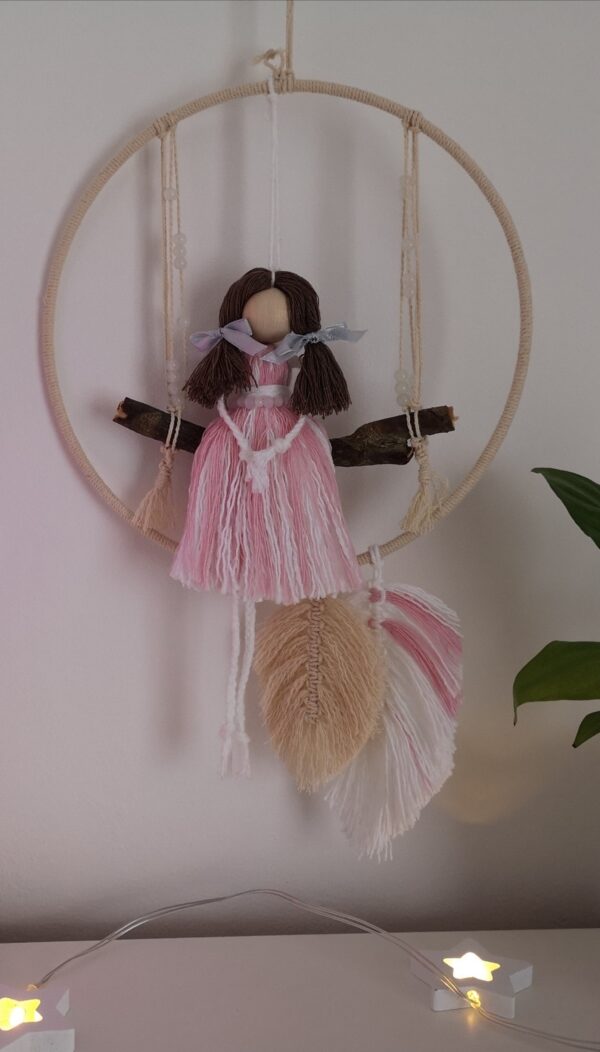 Handmade Macrame Doll On a Swing zoom out