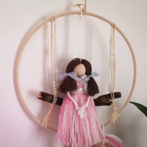 Handmade Macrame Doll On a Swing zoom